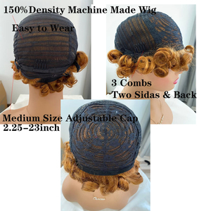 Macchina fatta onda naturale molto piena parrucca <span class=keywords><strong>capelli</strong></span> umani senza colla pizzo riccio Bob parrucca peruviano fatto a macchina parrucca Bob per donne nere - Product Image 3