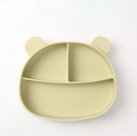 Plaque d'alimentation antidérapante en silicone de qualité alimentaire sans BPA en forme d'ours Plaque d'aspiration de sécurité pour micro-ondes pour enfants