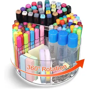 Porte-stylo acrylique 360 degrés rotatif marqueur organisateur stylo Caddy clair organisateur de bureau pour bureau école maison Art approvisionnement