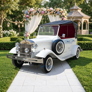 Voiture électrique classique vintage blanche avec auvent noir, nouveau design, véhicule antique économique, fabrication exquise - Product Image 1