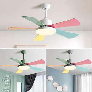 <b>Ceiling</b> Fan <b>Light</b> With <b>Led</b> Lamp 5 Blade Colorful Kids Room Bedroom Living Room Home Electric Fan Chandelier - Product Image 1