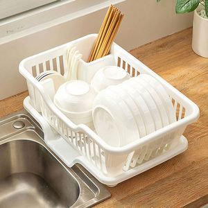 Kitchen Dish Drying With Drainboard <b>Plastic</b> <b>Bowl</b> <b>Plate</b> Organizer Countertop Utensil Holder Cutlery Storage Rack Drain Shelf - Product Image 2