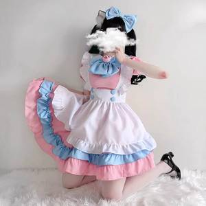Disfraz de Sirvienta Rosa con Lazo, Vestido Lolita Adorable, Atuendo de Cosplay para Fiesta y Actuación - Product Image 3