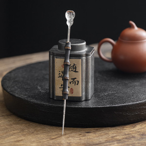 Porcelain Records Handmade Purple Bamboo Handle <b>Tea</b> Spoon Silver Plated Retro Tin <b>Tea</b> <b>Set</b> Accessories - Product Image 3