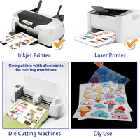 Papier autocollant transparent holographique arc-en-ciel en vinyle PET A3 A4 imperméable, acrylique PE auto-adhésif pour imprimante jet d'encre et masquage