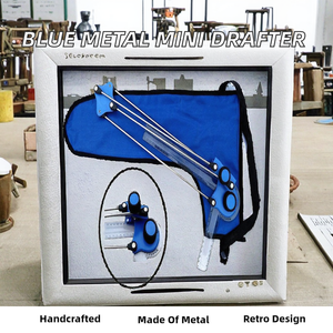 Machine à dessiner en métal bleu, mini dessinateur professionnel, décoration d'intérieur vintage, fait main, fête des mères, nouvel an - Product Image 2