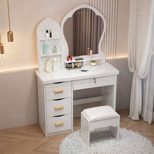 <span class=keywords><strong>Tocador</strong></span> Rosa estilo Ins Influencer, espejo iluminado en forma de corazón, cajón izquierdo bloqueable para almacenamiento, <span class=keywords><strong>tocador</strong></span> de dormitorio femenino - Product Image 5