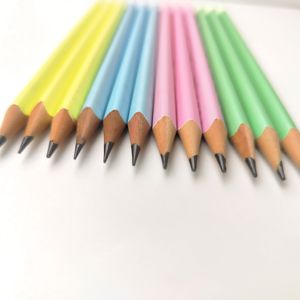 Crayons en bois triangulaires nacrés Macaron HB, finition Dip Top & Dip Ring, boîte de 12 pièces, logo personnalisé accepté, FSC EN71 ISO - Product Image 5
