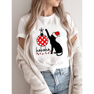 Decorazione Vintage retrò da <span class=keywords><strong>donna</strong></span> con bottoni per <span class=keywords><strong>t</strong></span>-<span class=keywords><strong>shirt</strong></span> autunno/primavera stile Harajuku tema natalizio largo O collare vendite dirette in fabbrica - Product Image 3