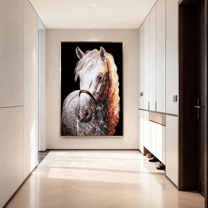 Pintura <span class=keywords><strong>de</strong></span> Caballo Esmaltada Hecha a Mano, Diseño <span class=keywords><strong>de</strong></span> Arte Moderno, Marco <span class=keywords><strong>de</strong></span> Aleación <span class=keywords><strong>de</strong></span> Aluminio, Tablero <span class=keywords><strong>de</strong></span> Madera Sólida, Pintura Personalizable - Product Image 3