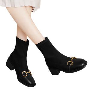 Stivali da <span class=keywords><strong>donna</strong></span> con tacco quadrato in vera pelle di mucca pieno fiore - Product Image 6