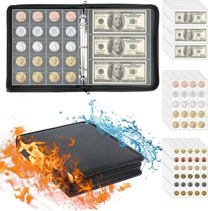 Pochette de rangement 36 manches pour billets de banque et 360 poches ignifuges Collection de pièces de monnaie Livre de collection à fermeture éclair <span class=keywords><strong>Album</strong></span> de pièces de monnaie - Product Image 1