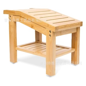 Poetry Bamboo Bathroom <b>Shower</b> Stool With <b>Storage</b> Shelf Waterproof Solid Wood Footstool For Spa And Children - Product Image 2