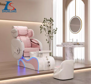 Silla de manicura y pedicura con Base de fibra de vidrio blanca y negra de lujo, masaje de cuerpo completo con función de surf, silla de masaje de pies - Product Image 5