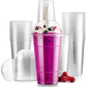 Gobelet en plastique transparent jetable de 700 ml, logo personnalisé, gobelets pour thé au lait Boba, gobelets pour thé à bulles avec couvercle - Product Image 1