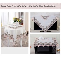 Chemins de table ronds carrés en mélange de lin brodé de style européen Nappe de table
