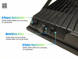7 năm bảo hành ngoài trời dẫn nhẹ Lũ lụt 3cct 3 watt multilple CCT hoàng hôn đến bình minh 50W 100W 200W Đèn pha dự án chiếu sáng ngoài trời - Product Image 6