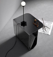 Table d'appoint en métal minimaliste nordique, table de chevet en acier inoxydable avec rangement, table d'appoint moderne pour salon et chambre à coucher