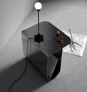 Scandinavische minimalistische metalen bijzettafel, nachtkastje van roestvrij staal met opbergruimte, moderne bankbijzettafel voor woonkamer en slaapkamer - Product Image 2