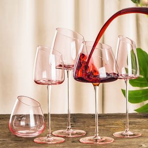 Shunstone moderno vino soffiato a mano bicchiere di Champagne calice di cristallo <span class=keywords><strong>rosa</strong></span> e blu <span class=keywords><strong>bicchieri</strong></span> di vino per la festa di nozze ristorante - Product Image 1