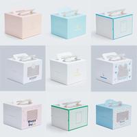 Boîte à gâteaux personnalisée pour anniversaire, boîtes à gâteau de luxe avec poignée, plastique transparent carré blanc 6 pouces
