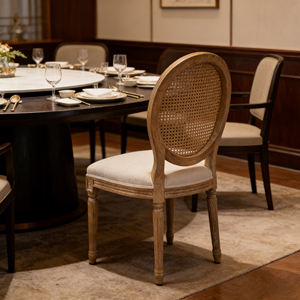 <span class=keywords><strong>Chaise</strong></span> de style français chic, en chêne provincial, en rotin, dossier ovale, en bois massif, empilable, salon, mariage, événement, hôtel, salle à manger, <span class=keywords><strong>Louis</strong></span> <span class=keywords><strong>XVI</strong></span> - Product Image 5