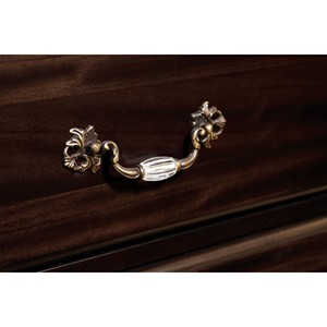Traditional Dark <b>Walnut</b> Solid Wood 3 <b>Drawer</b> Nightstand With Antique Brass Handles Ball Bearing Metal Glides - Product Image 3