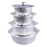 Pot en aluminium jetable avec couvercle, rond, pour cuisson, vente en gros, prix d'usine, pour plats à emporter, barbecue, camping