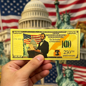 Billets de banque commémoratifs en plastique dorés du 250e anniversaire de Lincoln des États-Unis pour collection - Product Image 2