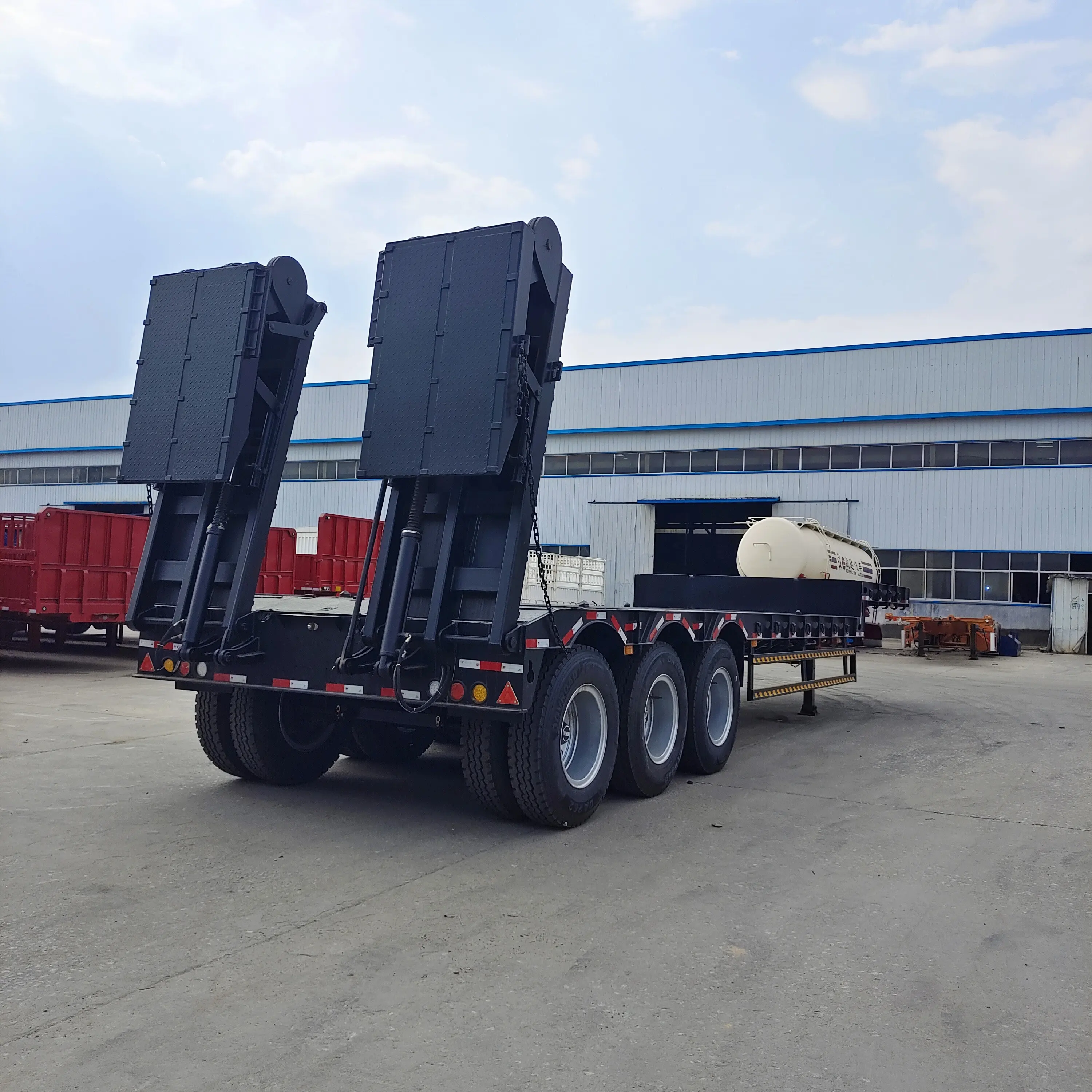 18 Meter Lang 3 4 Assen Laag Bed Boy Deck Flatbed Trailer 100ton Laag Bed Oplegger Lage Dieplader