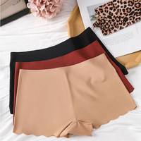 Braguitas tipo boyshort sin costuras de talle medio para mujer, de seda helada, sexys, para uso diario, ropa interior deportiva con encaje empalmado