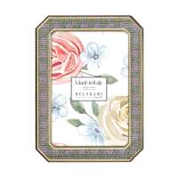 Cadre photo en bois fait main Beltrami, rectangulaire 5x7 pouces, design floral plaqué argent or
