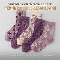 Chaussettes courtes vintage à motif floral pour filles, chaussettes de cheville en coton Kawaii, chaussettes décontractées pour femmes en jacquard mignon, bas personnalisés respirants