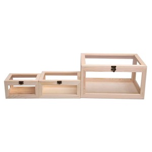 Wooden Storage <b>Box</b> With Glass Lid Cosmetic Organizer Desktop Display Case Eco Friendly <b>Makeup</b> Organizer - Product Image 5