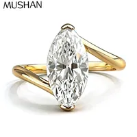 Bague de fiançailles MuShan en argent sterling 925 plaqué or 18 carats avec moissanite VVS, modèle solitaire, breveté MST