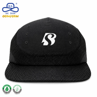 Gorra de Béisbol de Malla con Logotipo Personalizado, Diseño Transpirable de 5 Paneles, con Cordón Ajustable y Visera Plana, Proveedor de Fábrica OEM