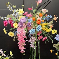 Boule de fleurs artificielles en soie orange et rouge, rangée de fleurs suspendues pour les arrangements floraux d'événements de mariage, centre de table floral