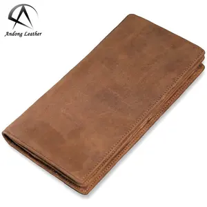 Andong Fabriek Echte Koe Lederen Lange Wallet Voor Mannen Rfid Blocking Top Laag Koeienhuid Portemonnee Clutch Bag Crazy Horse Lederen