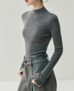 Nuovo Arrivo: Maglione da Donna in Lana Merino, Collo Tondo, Sottile ed <span class=keywords><strong>Elegante</strong></span>, Nero, Aderente, 18gg - Product Image 4