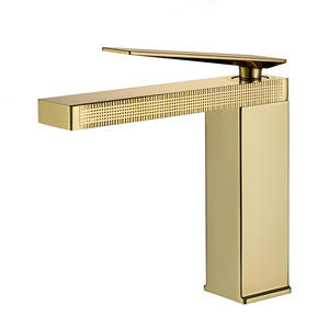Grifos de Lavabo Monomando de Cobre Cepillado Dorado para Proyectos Hoteleros, con Núcleo de Cerámica Elevado, Agua Fría y Caliente, Accesorios de Baño - Product Image 3