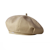 Béret élégant de haute qualité, design rétro, couleur unie, bonnet d'hiver pour femmes, accessoires de mode avec étiquette métallique, logo personnalisé
