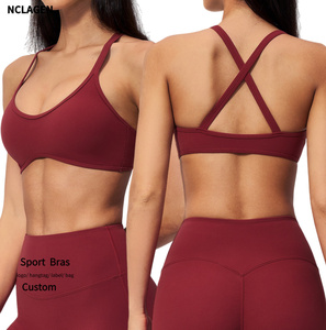 Nouveau soutien-gorge de sport doux et crémeux pour femme, col en U profond, dos croisé, pour Pilates, fitness, antichoc, gym, yoga - Product Image 1