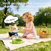 Tumama Chien Corgi Interactif Musical pour Enfants, Jouet Électronique en Peluche Robot Chiot à Commandes Vocales pour Garçons et Filles