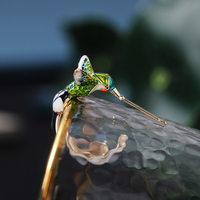 Huitan Unique haut bijoux émail oiseaux boucles d'oreilles bohême coloré vert oiseaux or pierre naturelle belle boucle d'oreille