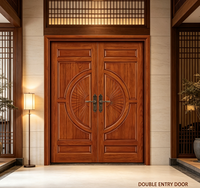 Porte d'entrée extérieure en bois massif délicat avec isolation phonique pour maison, villa, hôtel et centre commercial - Design européen