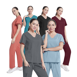 Cómodo tejido elástico Nair Hair Beauty Salon Enfermera Mujeres Scrubs Sets Medical Scrubs Trajes - Product Image 1
