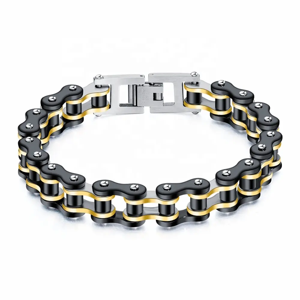 Luxury Fashion Stainless Steel Biker Jewelry Men's Bike Chain Bracelet