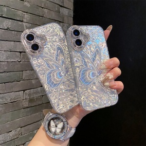 Funda para Teléfono con Diseño de Mariposa y Diamantes Brillantes, Electrochapada, Elegante, para iPhone 16 15 14 13 12 Pro Max - Product Image 1