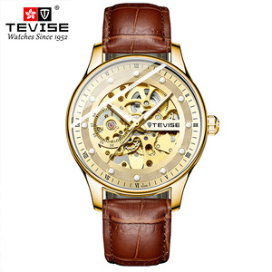 Nouvelle montre mécanique pour homme, cadran ajouré, bracelet en cuir, étanche, tendance - Product Image 2