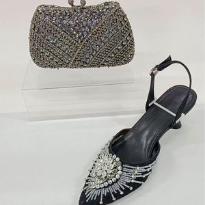 2025 Soft Lightweight High-Heel Rear <b>Pointed</b>-Toe Crystal Water Droplet-Shaped Embellishments Women Bag-Style Heel Sandals - Product Image 2